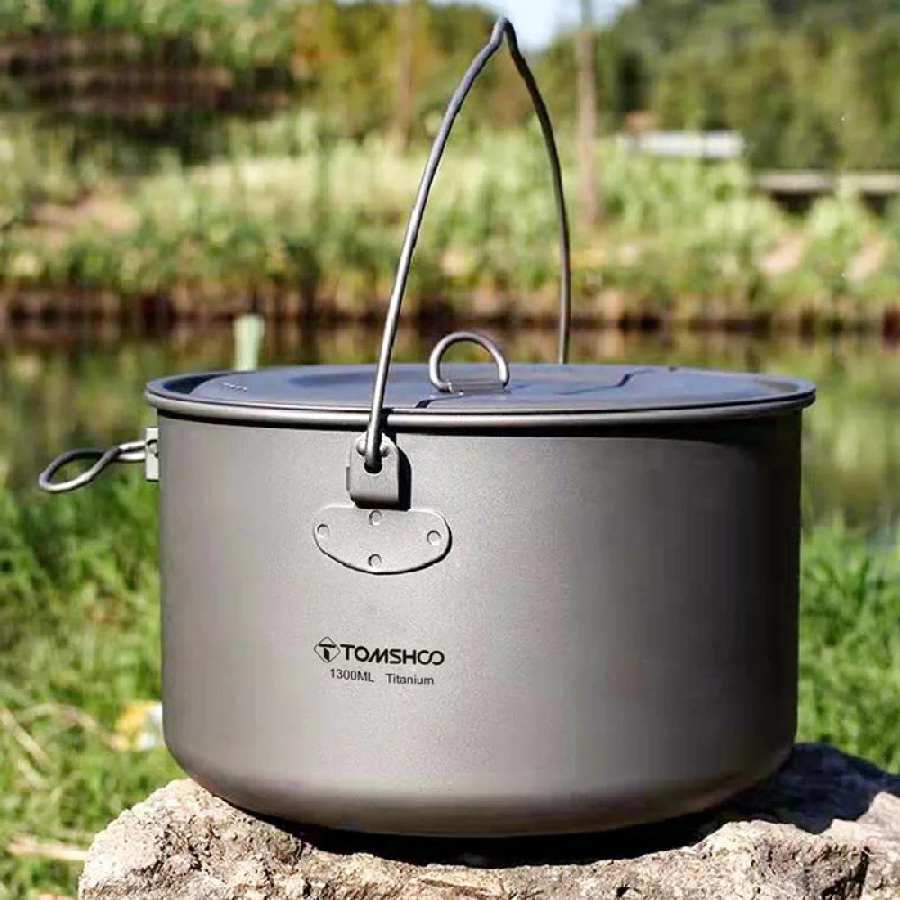 Tomshoo Titanium Hanging Pot With Bail Handle 1950ml Backwoods